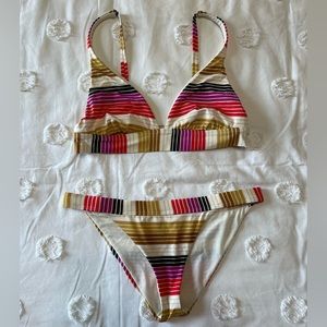 striped billabong bikini